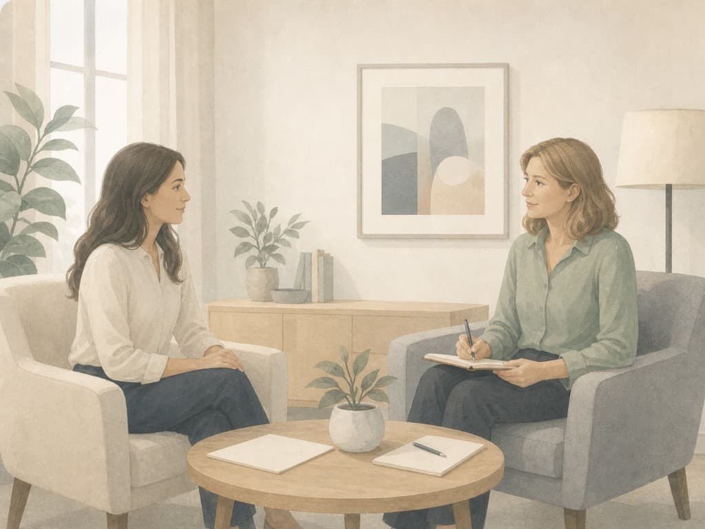 Business coaching session helping a therapist-owner plan practice systems