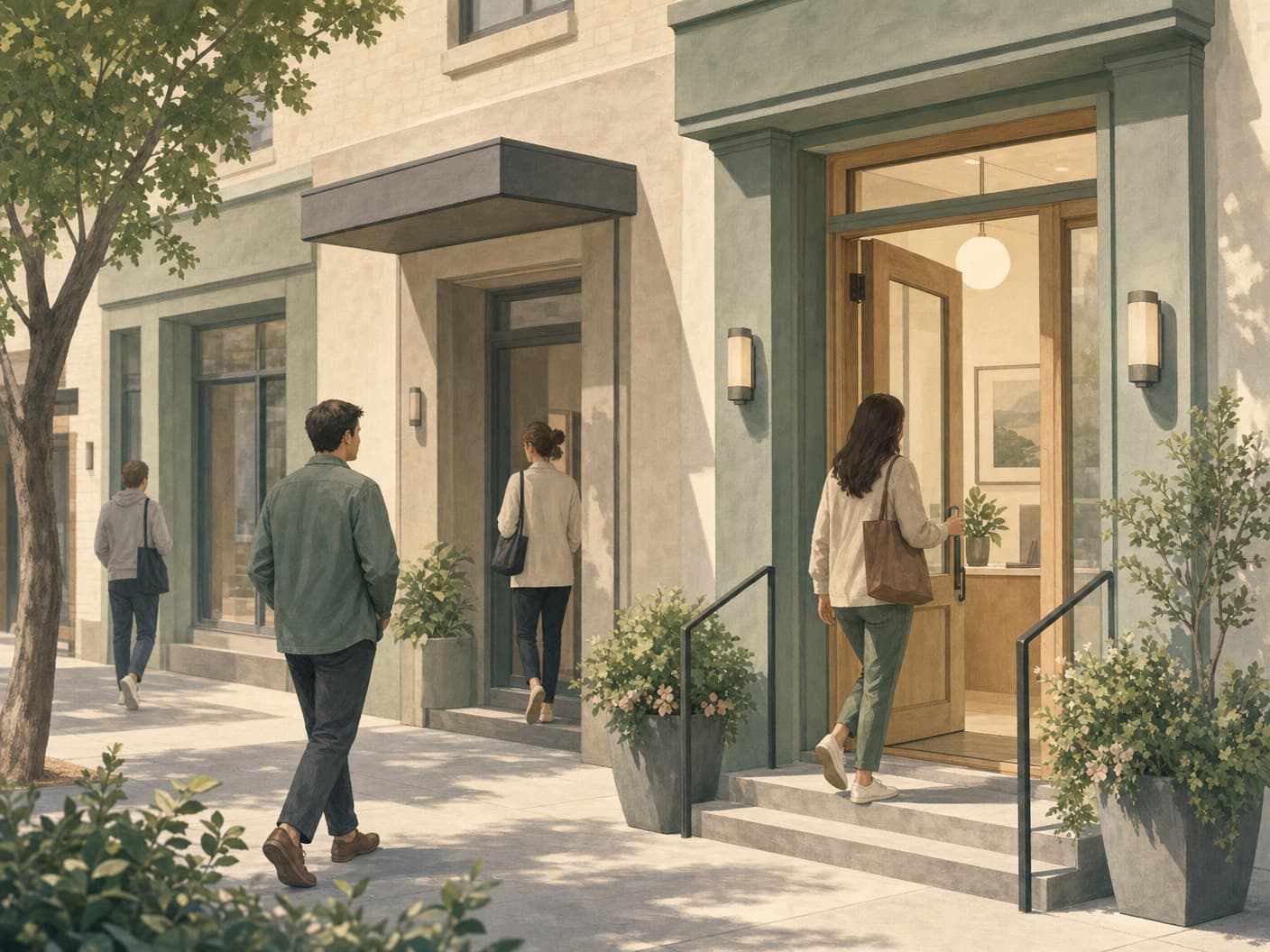 Neighbouring clinic entrances on a Toronto block illustrating map pack competition